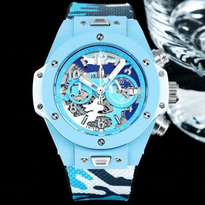 Hublot Big Bang Unico  45mm Blue Bioceramic Camouflage Strap Copy Watch